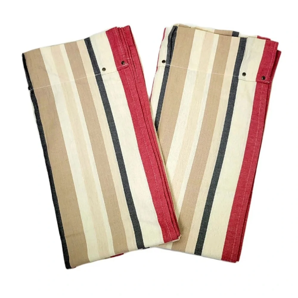 NEW Croscill Potomac Stripe Grommet Top Panel in Red and Tan 💯% Cotton